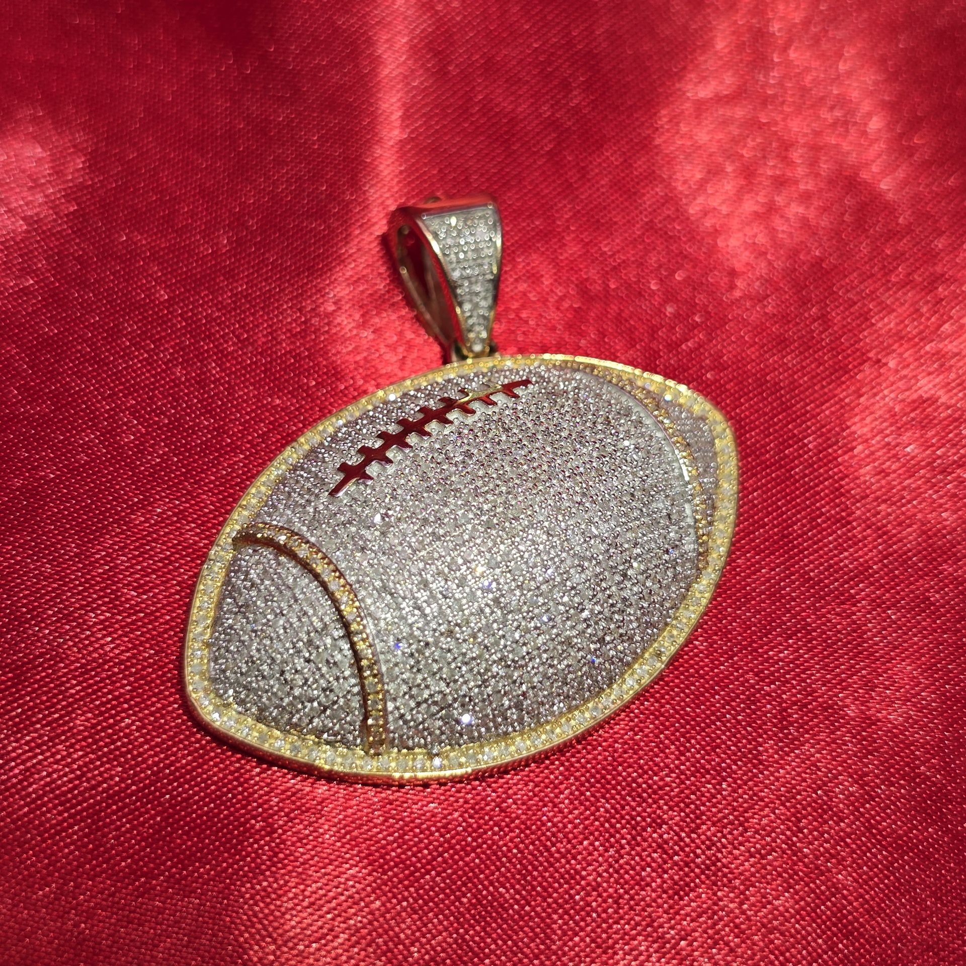 10k Yellow Gold Diamond FootBall Sports Pendant 1.50 ctw