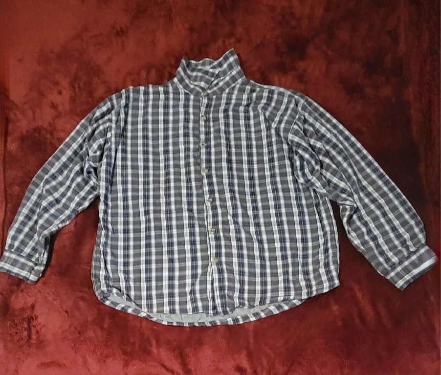 MENS REDHEAD BUTTON DOWN SHIRT THICK GRAY CHECKER PRINT SIZE XL