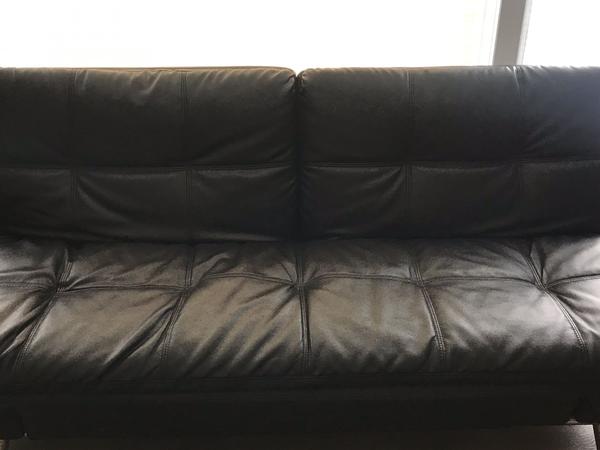 Black Folding Futon Couch Sleeper Leather