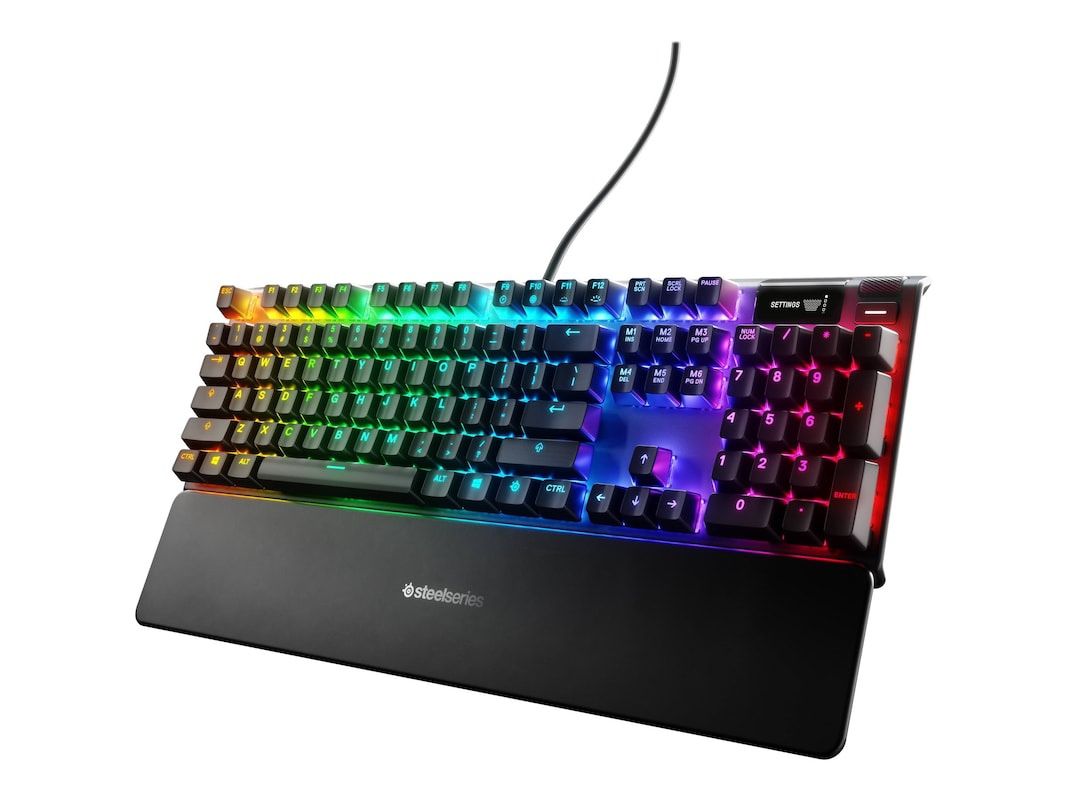 SteelSeries Apex Pro Mechanical Gaming Keyboard – Adjustable Actuation Switches – OLED Smart Display – RGB Backlit - With Rapid Tap