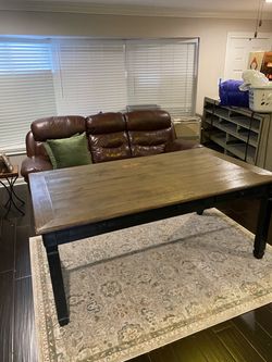 Ashley, furniture, solid wood kitchen table seats eight