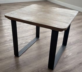 ✨ Living Spaces “Forma” Industrial Solid Wood End Table ✨