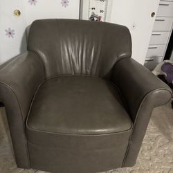 Gray Leather Swivel Chair