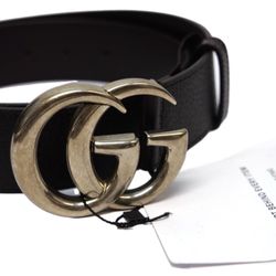 EXCELLENT GUCCI MARMONT DOUBLE GG BUCKLE BROWN LEATHER BELT SIZE 85 - 34 Gift Christmas New Year Weekend Party Birthday