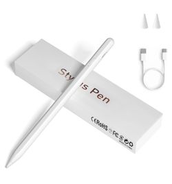 Stylus Pens for Touch Screens, Universal Fine Point iPad Pencil (White) High Sensitivity & Precision Stylus ,Magnetic Adsorption Compatible with iPhon