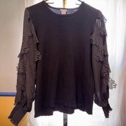 Chicos size 2 Large Black Long Sleeve Blouse