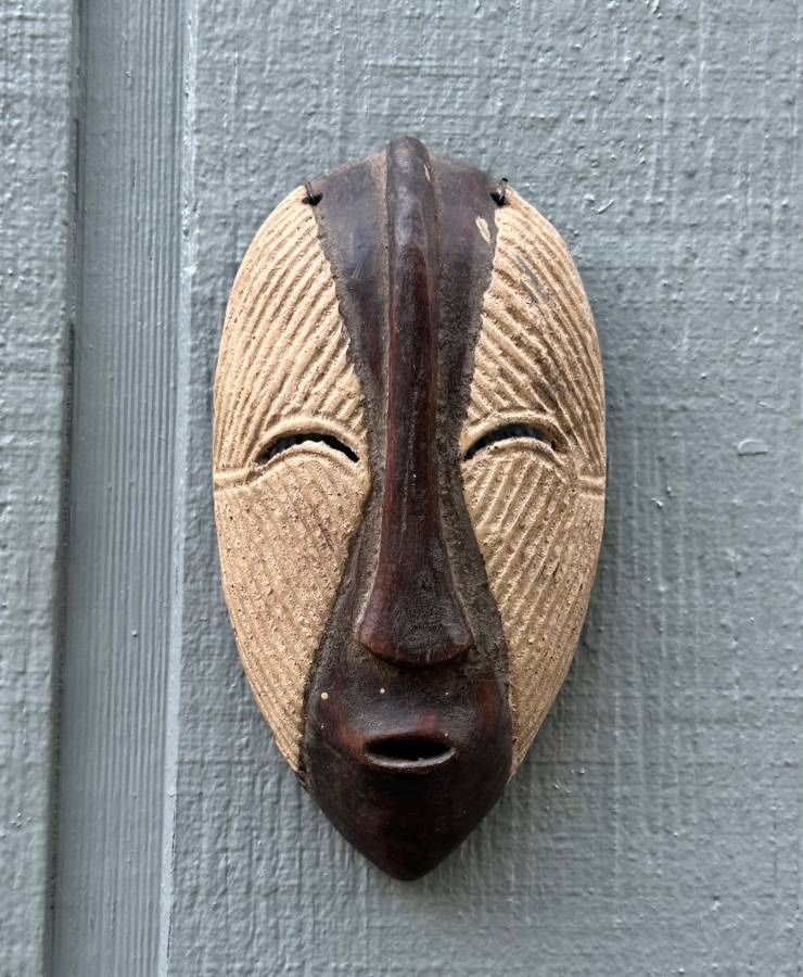 Vintage Hand Carved Wood Kifwebe Congo Harmony Mask