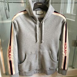 Grey Gucci Zip Up Jacket With Gucci Strip