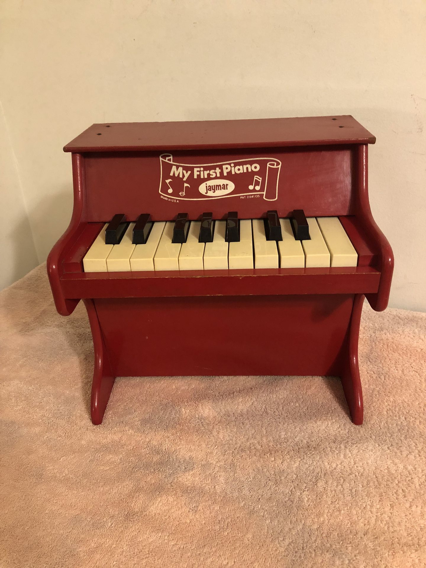 Vintage Jaymar Red My First Piano 18 Keys All Keys Play