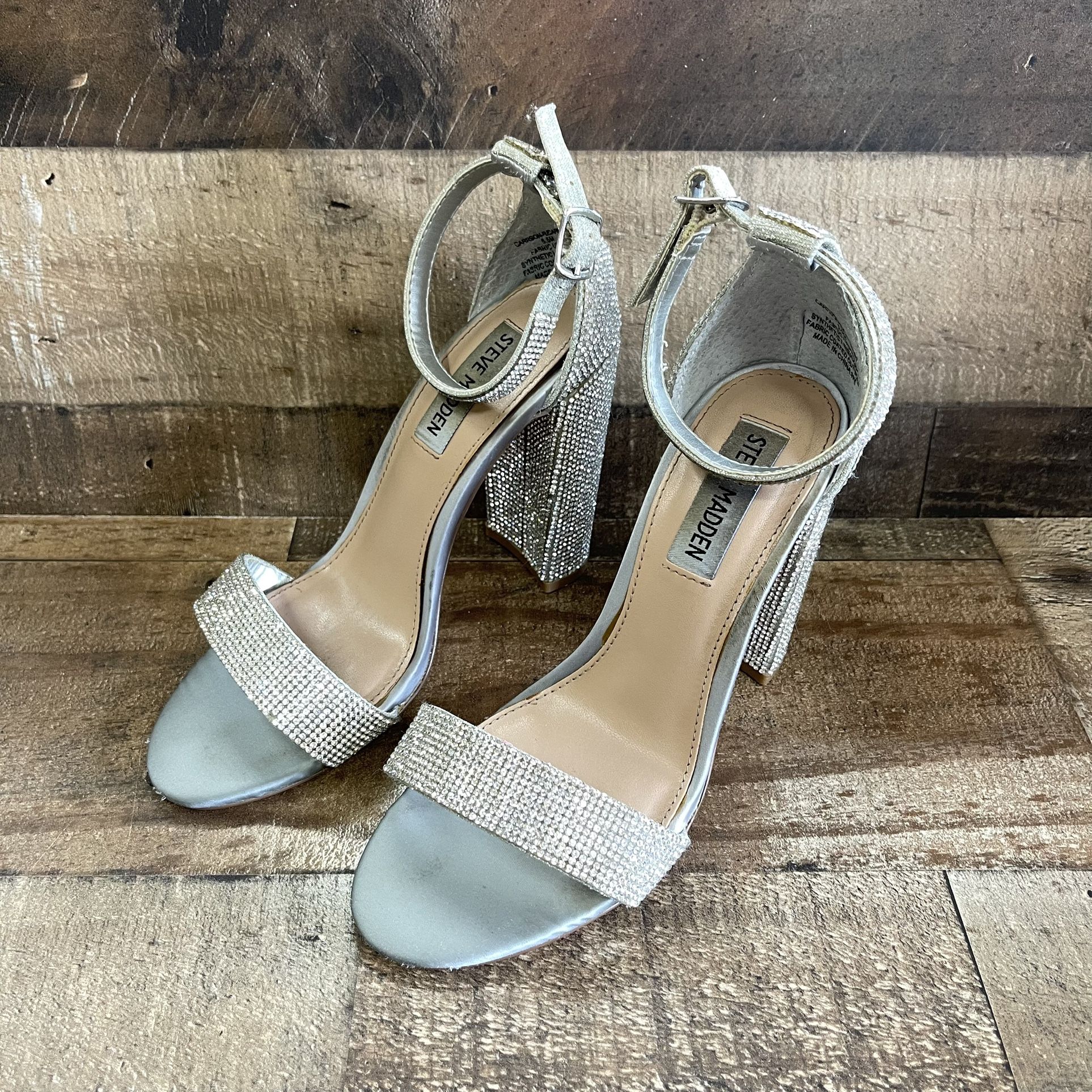 Used Carrson Rhinestone Ankle Strap Dress Sandals