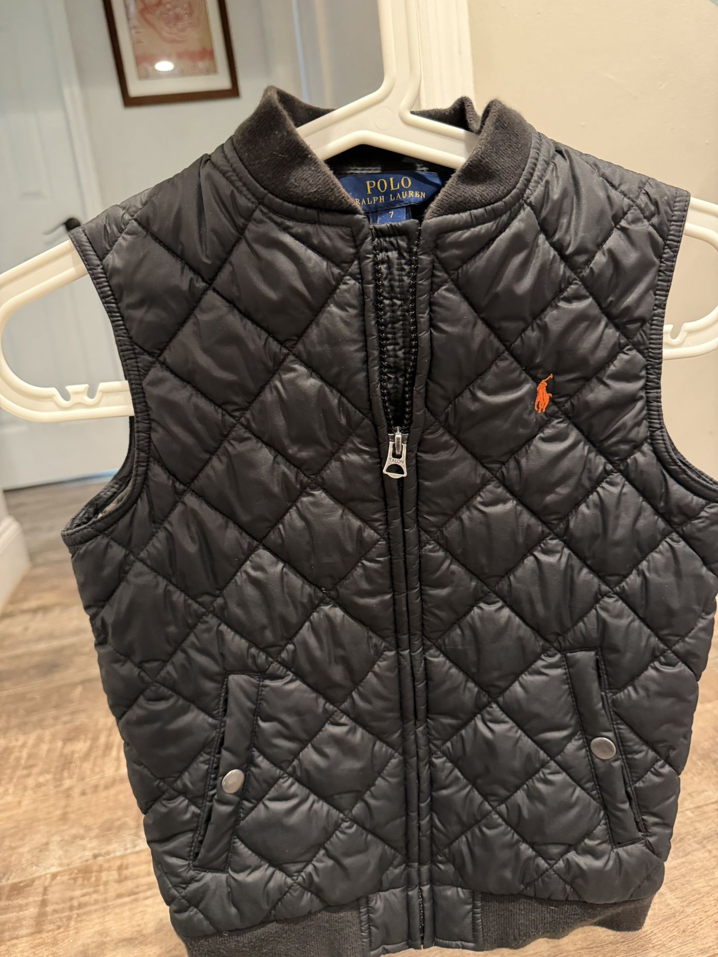 Boys Black Polo Puffy Vest