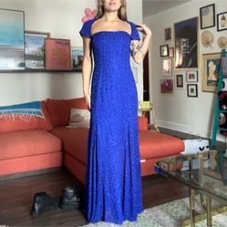 Royal Blue Beaded Prom Dress 