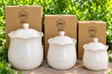 Princess House Marbella Canister Set – 3 Piece Stoneware Set