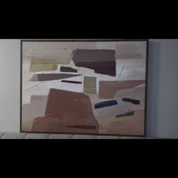 Large Modern Abstract Framed Canvas - Victoria Barnes "Almondine"