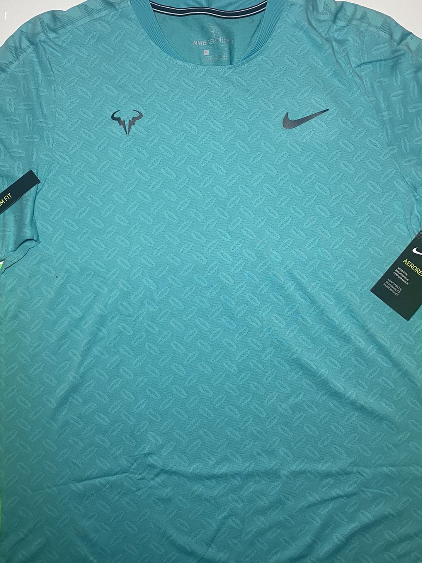 Men's Nike NikeCourt AeroReact Rafa Tennis Shirt Hyper Jade AT4182-317 Size L