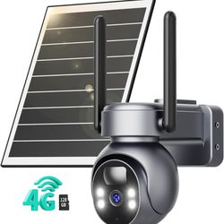 4G LTE Cellular Security Camera Wireless Outdoor (Includes 128G SD&SIM Card), Solar Powered Camera No WiFi Needed, 360° Full Cover, 2K HD Color Night 