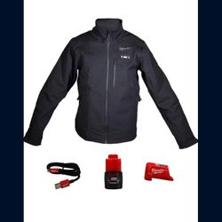 Heated Milwaukee Jacket With 2 Batteries And Charger 