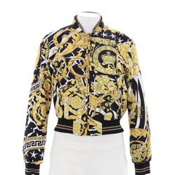VERSACE WOMENS BAROCCO BOMBER JACKET PRINTED POLYESTER 