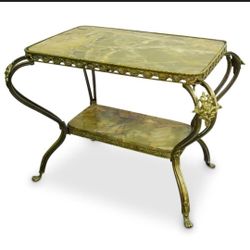 Victorian MCM Marble Onyx Table 