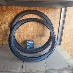 26” x 2.125 Two Beach Cruiser Black Bicycle Tires & 2 Inner tubes Road Chopper