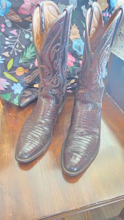 Lucchese Handmade Brown Lizard Boots size 11D