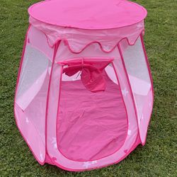 Girls Toddler Pink Pop Up Play Mesh Tent Foldable Lightweight Removable Canopy