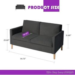 55" Modern Fabric Loveseat Sofa with 2 USB Charging Ports, Love Seats Furniture Suitable for Small S
