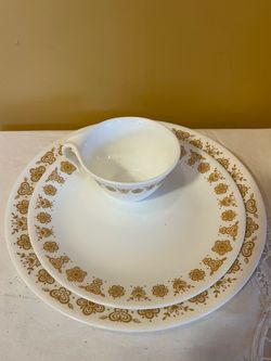 Vintage Corelle Butterfly Gold Plate and Cup Set