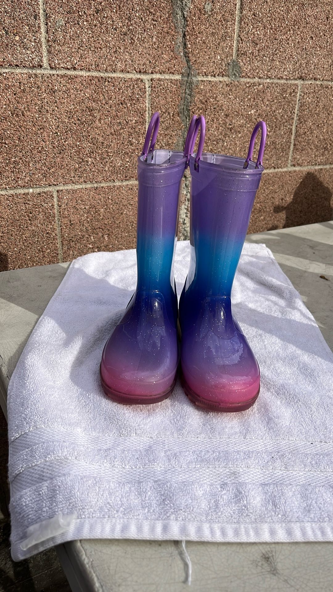 Pink And Purple Size 1 Girl Rain Boots