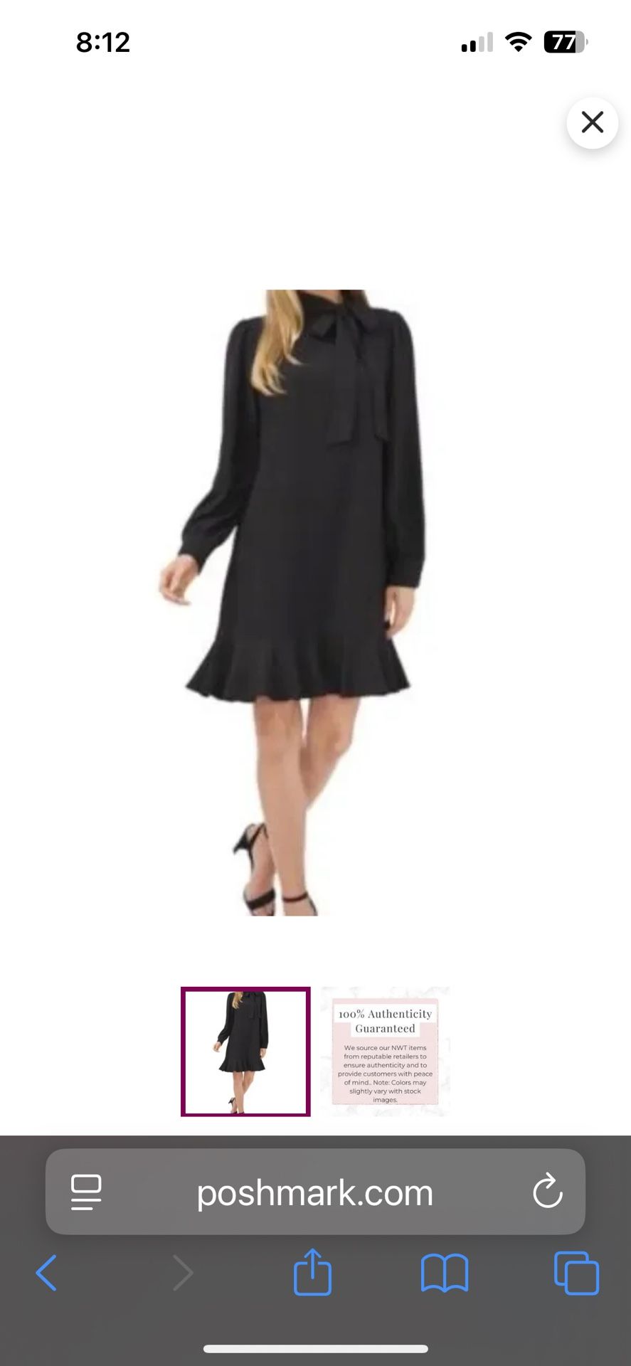 Cece Tie Neck Ruffle Hem Dress