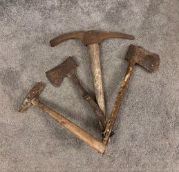 Vintage Tool Lot: Plumb Axe, All-Metal Axe, Pickaxe, and Hammer