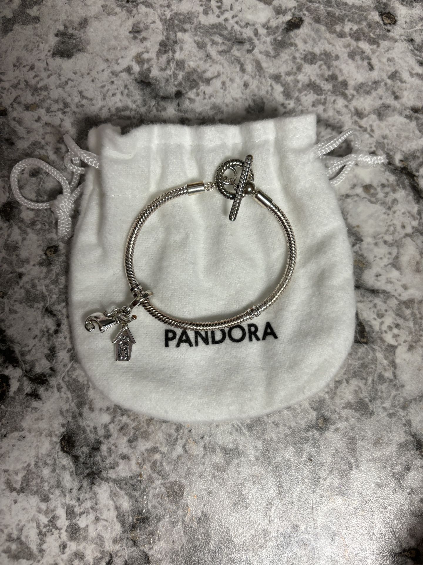 Pandora T Bar Bracelet With Zero Charm