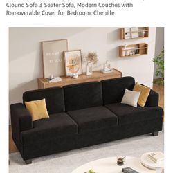 89” Couch For Sale  -  Comfy Couch Clound Sofa 3 Seater Sofa, Modern Couches with Removerable Cover for Bedroom, Chenille