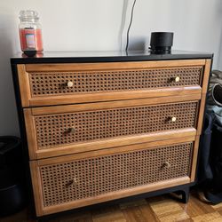 COZAYH HOME 3-Drawer Woven Cane Front Accent Chest