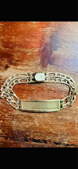 14K Gold Double Curb Link ID Bracelet – 8.5” – 20.5g