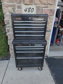 Kobalt 42" Rolling Tool Chest + Top Box Combo - Garage Mechanic Tool Storage Cabinet