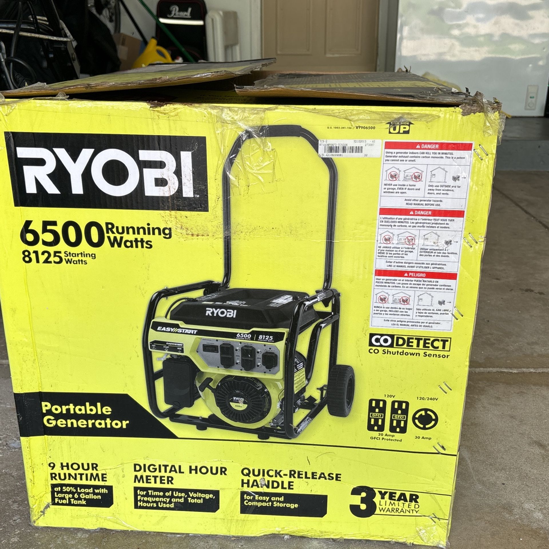 Ryobi Generator 6,500 /8125 Starting Watts