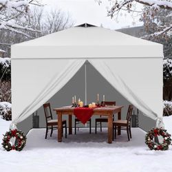 12x12 Pop Up Canopy Tent with 4 Sidewalls, Easy Set up with One Push Lift Outdoor Silver Coated Beach Gazebos, Carpas for Pool, Events, Parties, and C