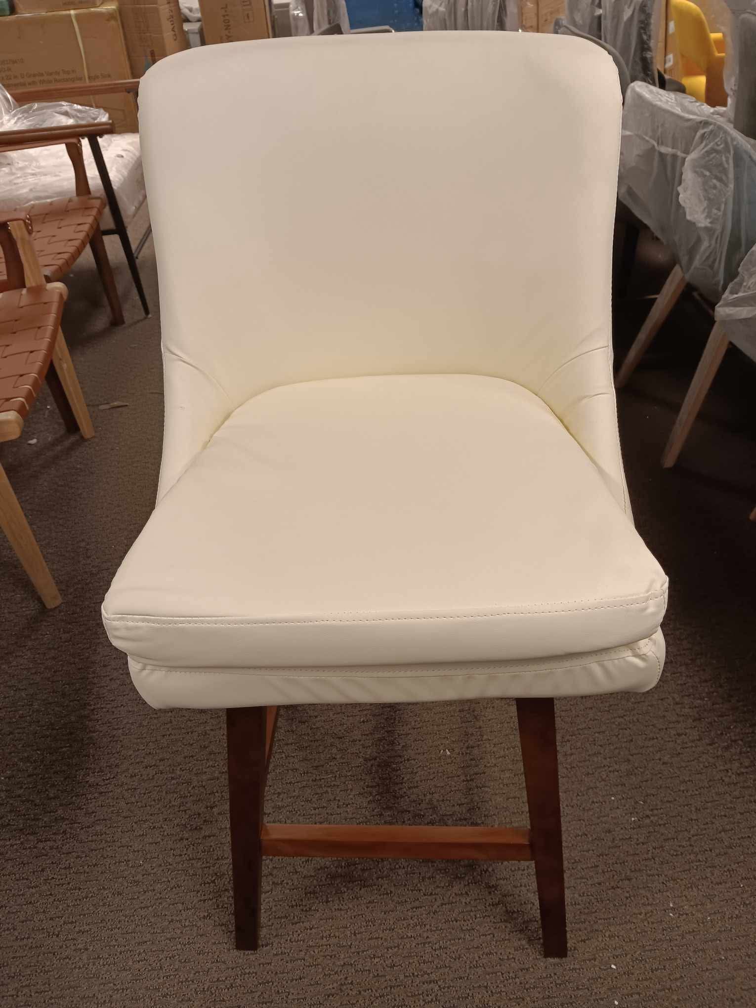 【Set of 2】Counter Height Swivel Barstool with Back Set of 2 FSC Certified Upholstered Faux Leather Swivel Bar Stool 26.8