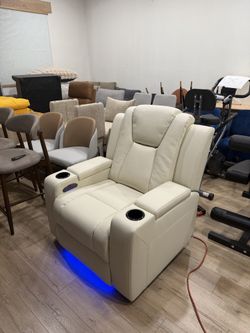Sereno Dual Motors Wall Hugger Power Recliner Chair with Power Headrest for Living Room, Home Theater Seating with Hidden Storage, Beige