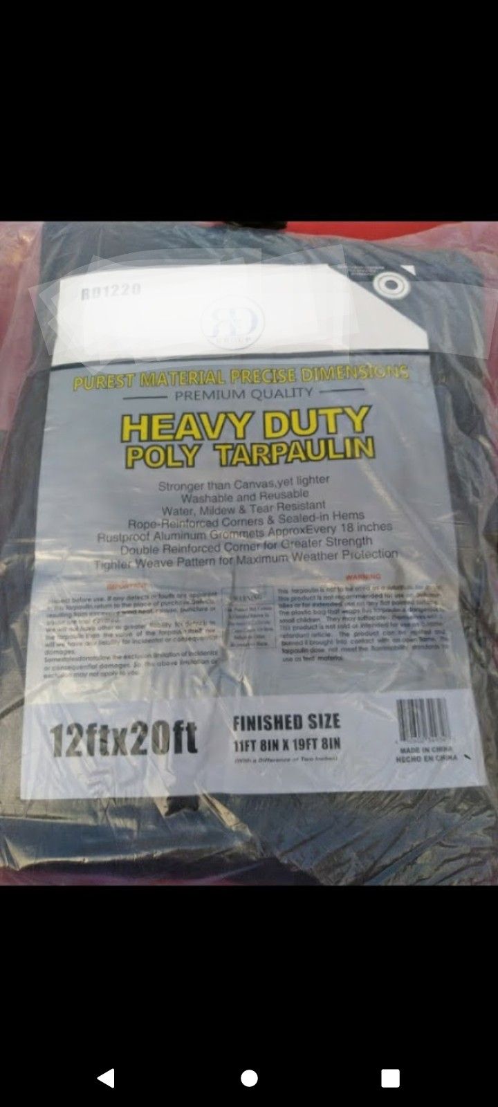 Gray Waterproof Canvas Tarps 12 x 20 – TarpsPlus 12x20ft. Heavy Duty Grey Tarp NEW $35.00
