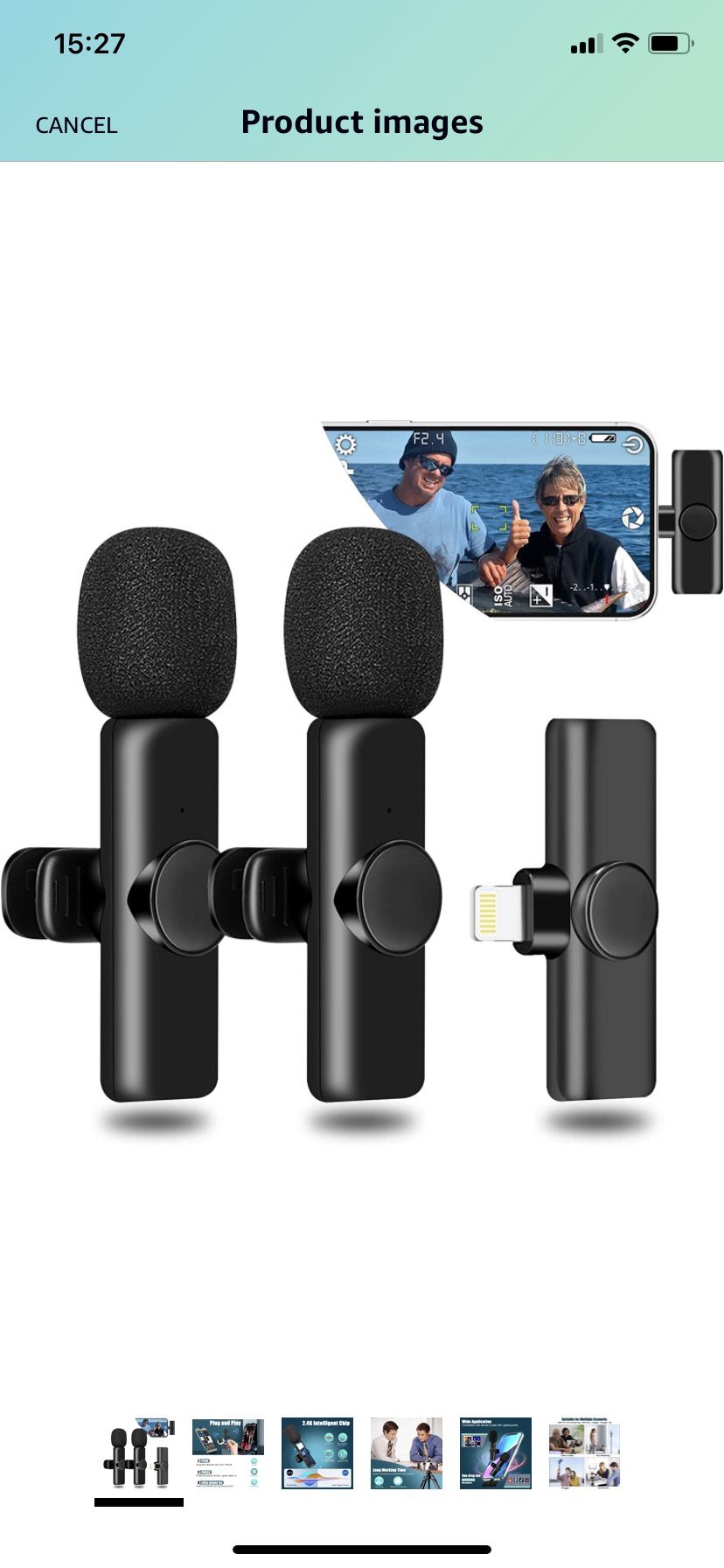 2 Pack Wireless Lavalier Microphone for iPhone iPad and Android Phone, Lapel Mic Plug and Play Wireless Mic Noise Reduction Microphone for Video Recor