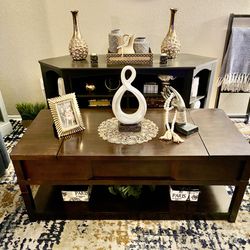 100% Madera Coffee Table ( Mesa de centro elevable con compartimento ) 