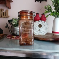 Vintage Pink Glass Canister Italy 1980