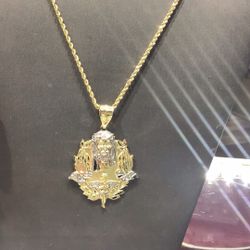 10k Gold Rope Necklace 18” Inch With Pendant Together Deal…