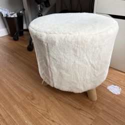 White Faux Fur Ottoman / Footstool – Modern & Cozy
