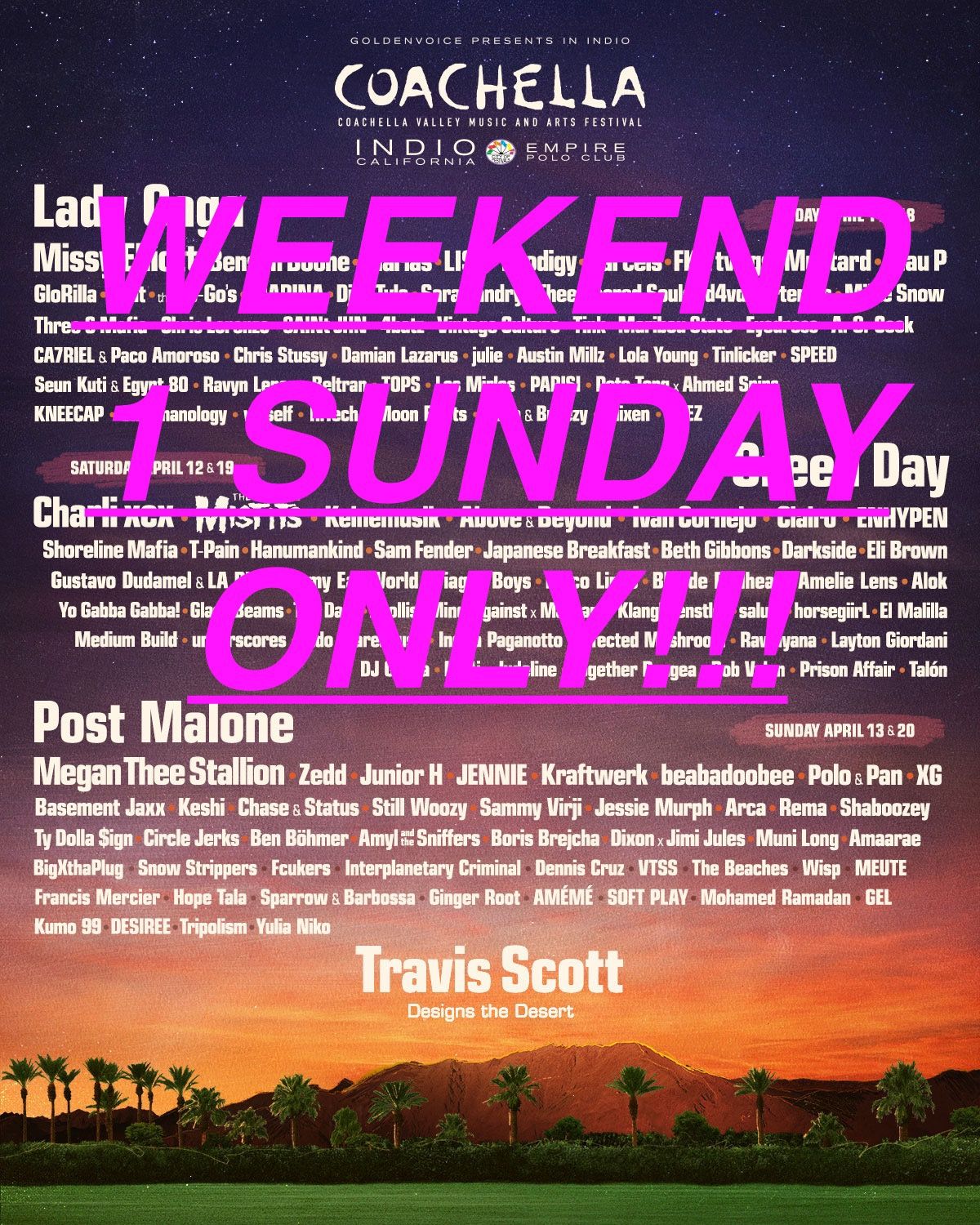 Coachella Music Festival 2025 Weekend 1 (SUNDAY ONLY)