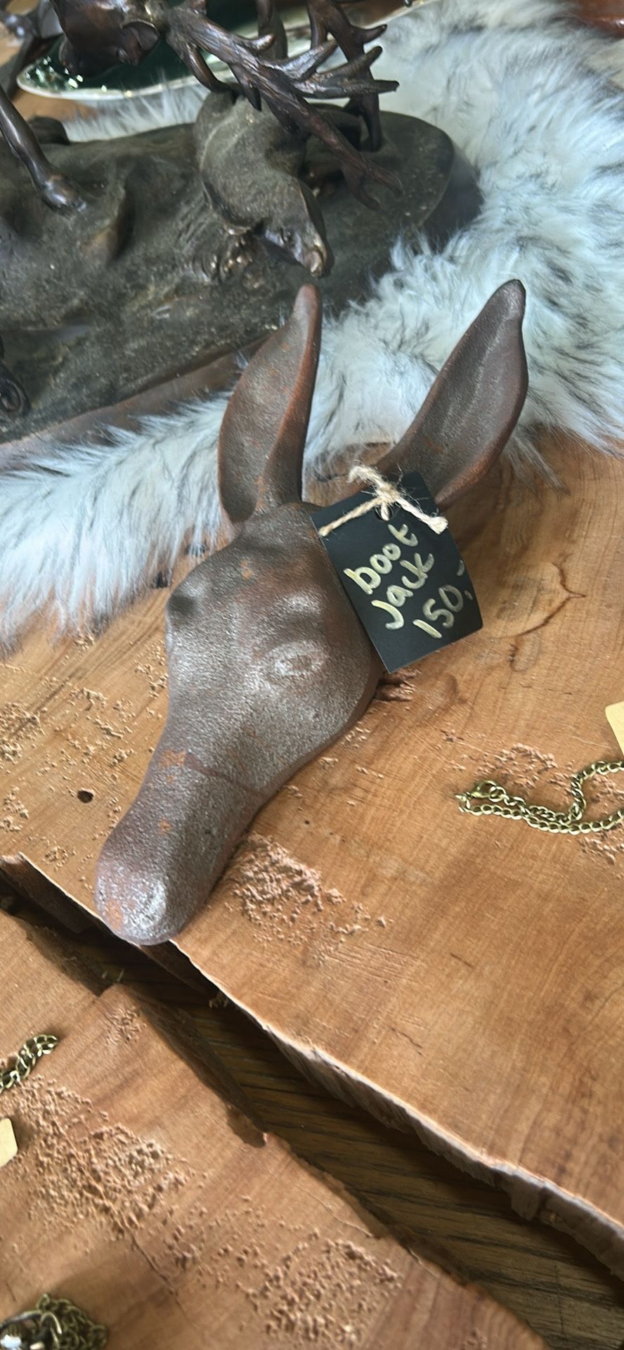 Cast-iron donkey bootjack antique