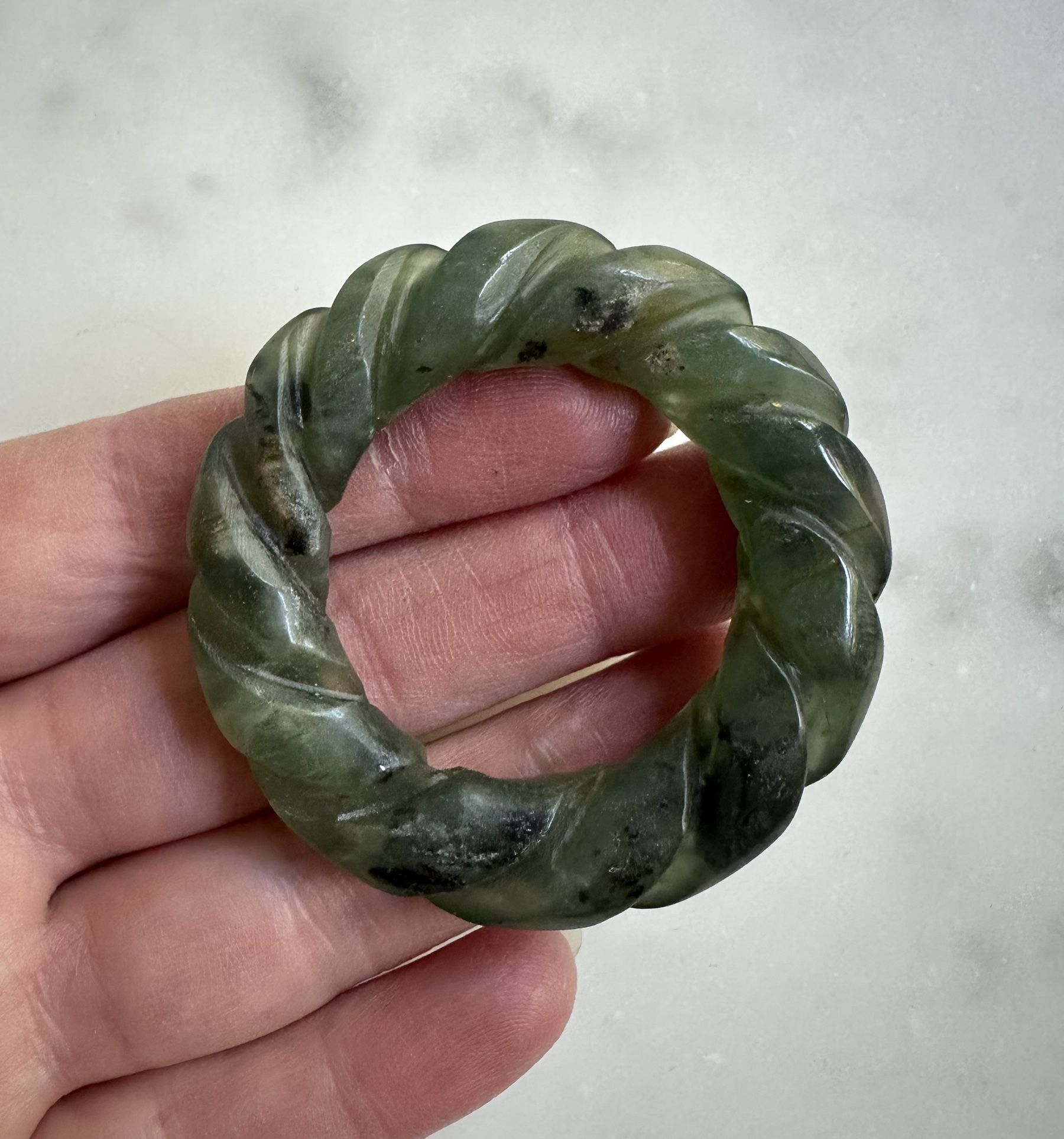 Carved Jade Stone Ring Pendant