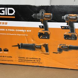 RIDGID R9225 18V Brushless 4 Tool Combo Kit